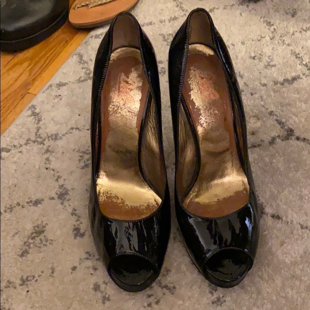 D&G patent leather open toe pumps
